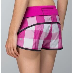 Lululemon Speed Up Shorts 2.5" Gingham Raspberry Lined Size 6 EUC Rare